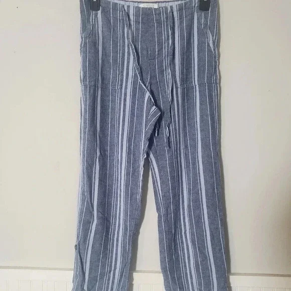 Ellen Tracy Stiped Linen Pants - Picture 2 of 7